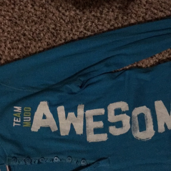 True large teal half button down mudd shirt - Picture 2 of 4